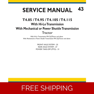 NEW HOLLAND T4.85, T4.95, T4.105, T4.115 TRACTOR SERVICE REPAIR MANUAL (AXLE SYSTEM) NEW HOLLAND T4.85, T4.95, T4.105, T4.115 TRACTOR SERVICE REPAIR MANUAL (AXLE SYSTEM)